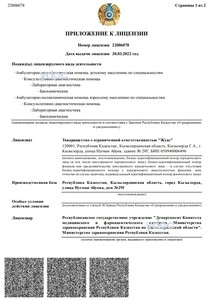 Приложение к лицензии Приложение к лицензии