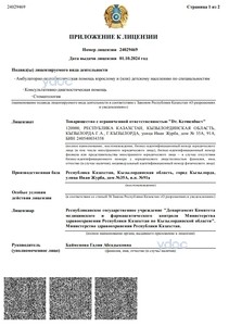 Приложение к лицензии Приложение к лицензии