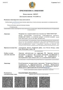 Приложение к лицензии Приложение к лицензии