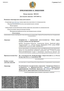 Приложение к лицензии Приложение к лицензии