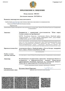 Приложение к лицензии Приложение к лицензии