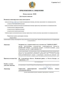 Приложение к лицензии Приложение к лицензии