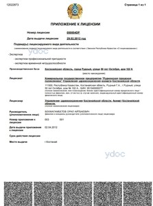 Приложение к лицензии Приложение к лицензии