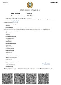 Приложение к лицензии Приложение к лицензии