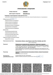 Приложение к лицензии Приложение к лицензии