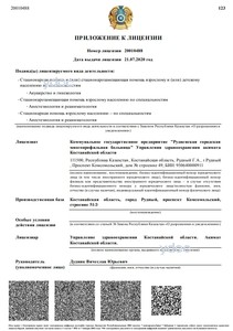 Приложение к лицензии Приложение к лицензии