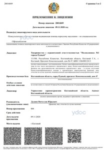 Приложение к лицензии Приложение к лицензии