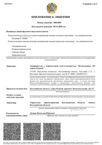 Приложение к лицензии Приложение к лицензии