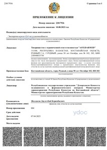 Приложение к лицензии Приложение к лицензии