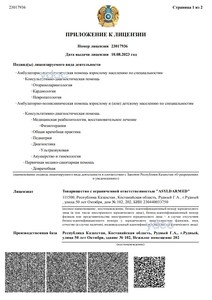 Приложение к лицензии Приложение к лицензии