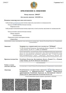 Приложение к лицензии Приложение к лицензии