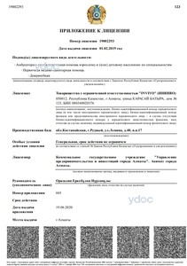 Приложение к лицензии Приложение к лицензии