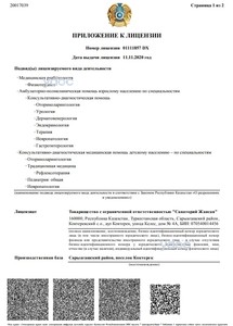 Приложение к лицензии Приложение к лицензии