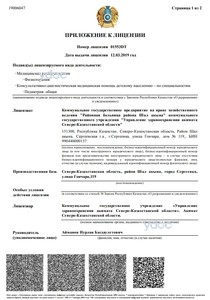 Приложение к лицензии Приложение к лицензии