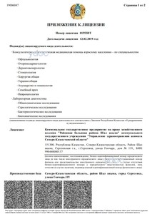 Приложение к лицензии Приложение к лицензии