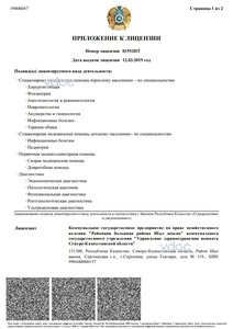 Приложение к лицензии Приложение к лицензии