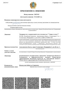 Приложение к лицензии Приложение к лицензии