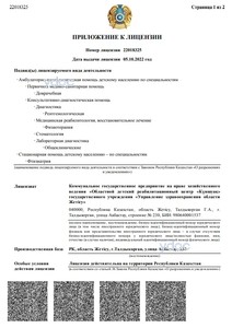 Приложение к лицензии