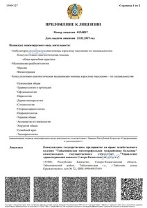 Приложение к лицензии Приложение к лицензии