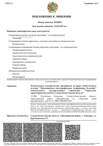 Приложение к лицензии Приложение к лицензии