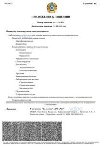 Приложение к лицензии Приложение к лицензии