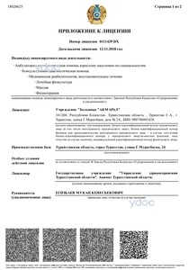 Приложение к лицензии Приложение к лицензии