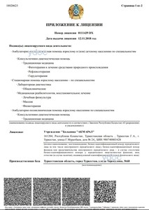 Приложение к лицензии Приложение к лицензии