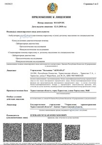 Приложение к лицензии Приложение к лицензии