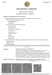 Приложение к лицензии Приложение к лицензии