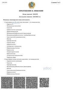 Приложение к лицензии Приложение к лицензии