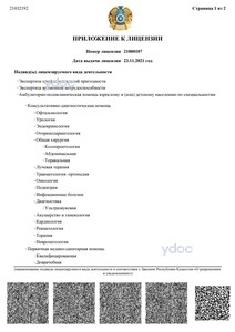 Приложение к лицензии Приложение к лицензии