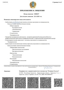 Приложение к лицензии Приложение к лицензии