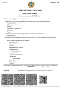 Приложение к лицензии Приложение к лицензии