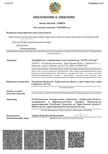 Приложение к лицензии Приложение к лицензии