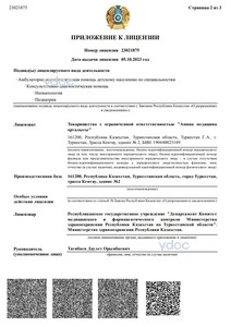 Приложение к лицензии Приложение к лицензии