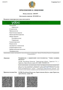 Приложение к лицензии Приложение к лицензии