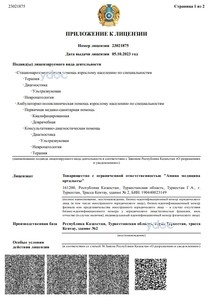 Приложение к лицензии Приложение к лицензии