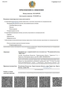 Приложение к лицензии Приложение к лицензии