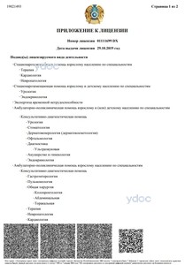 Приложение к лицензии Приложение к лицензии