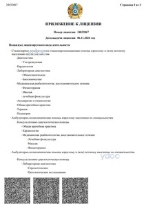 Приложение к лицензии Приложение к лицензии