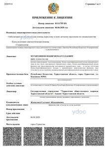 Приложение к лицензии Приложение к лицензии