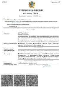 Приложение к лицензии Приложение к лицензии