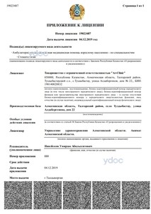 Приложение к лицензии Приложение к лицензии