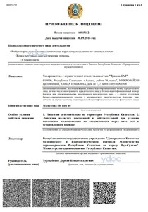 Приложение к лицензии