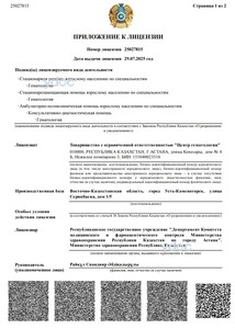 Приложение к лицензии