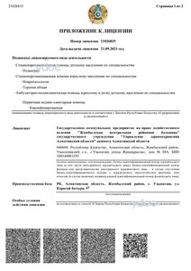 Приложение к лицензии Приложение к лицензии